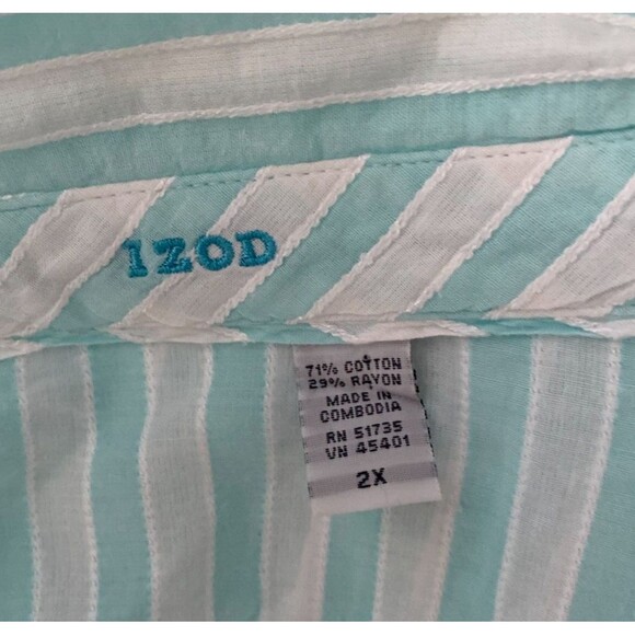 Izod Womens Button Down Shirt Striped 3/4 Cuffed Sleeves Size 2X - Picture 3 of 11